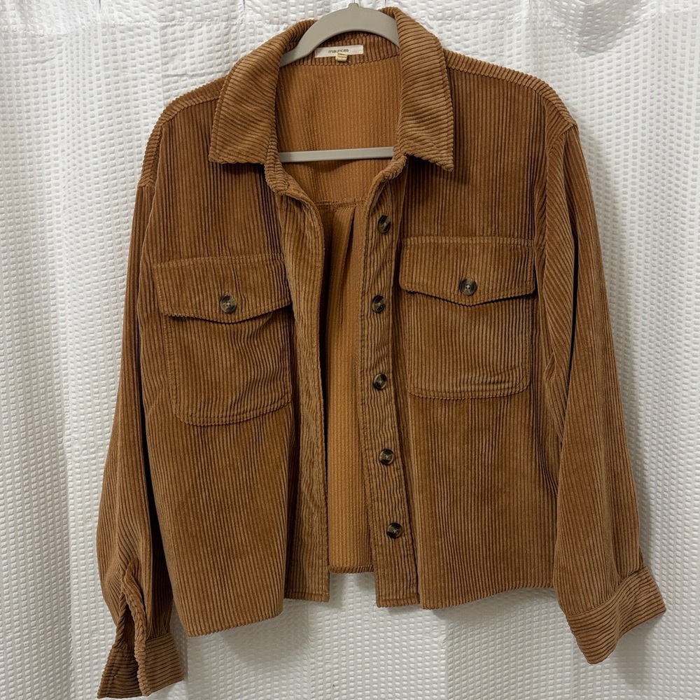 Dark Orange Corduroy Button-Up Shacket